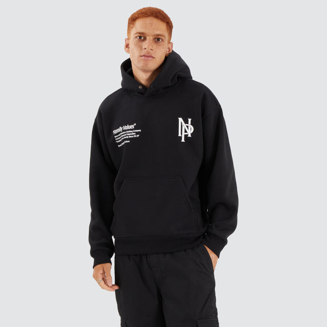 model wears Radian Box Fit Hoodie Jet Black Hoodies Black - image 2