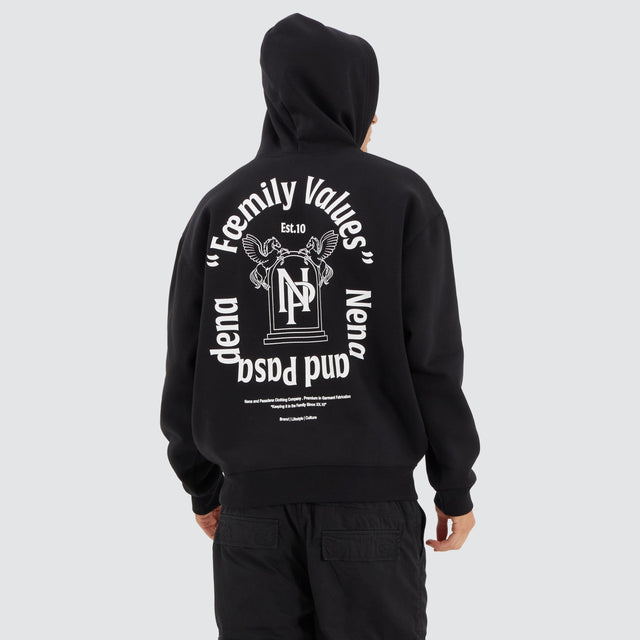 model wears Radian Box Fit Hoodie Jet Black Hoodies Black - image 1