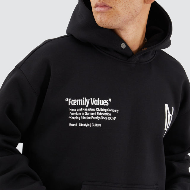 model wears Radian Box Fit Hoodie Jet Black Hoodies Black - image 3