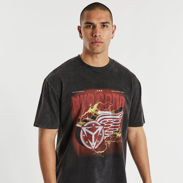 Nena and Pasadena Red Thunder Tee Mineral Black