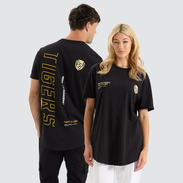 Nena and Pasadena Richmond Tigers AFL Dual Curved Tee Jet Black