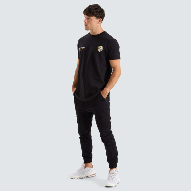 Nena and Pasadena Richmond Tigers AFL Dual Curved Tee Jet Black