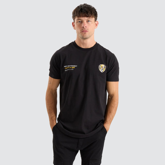 Nena and Pasadena Richmond Tigers AFL Dual Curved Tee Jet Black