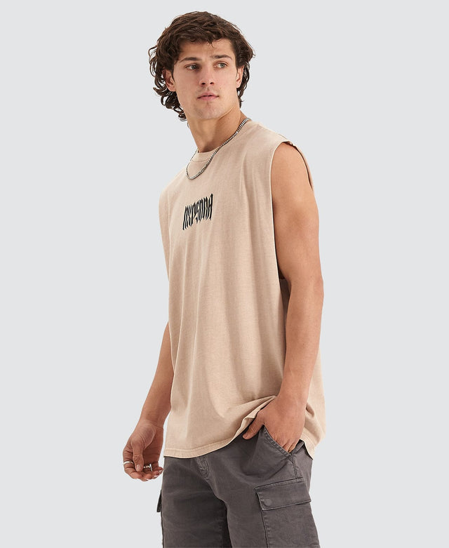 Nena and Pasadena Riot Relaxed Muscle Tee Pigment Oxford Tan