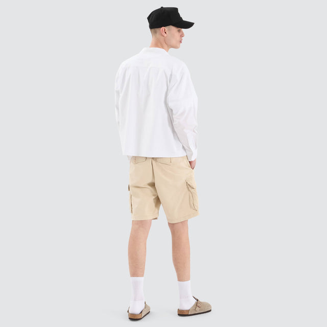 model wears Routine Cube Longsleeve Shirt White Shirts White - image 5
