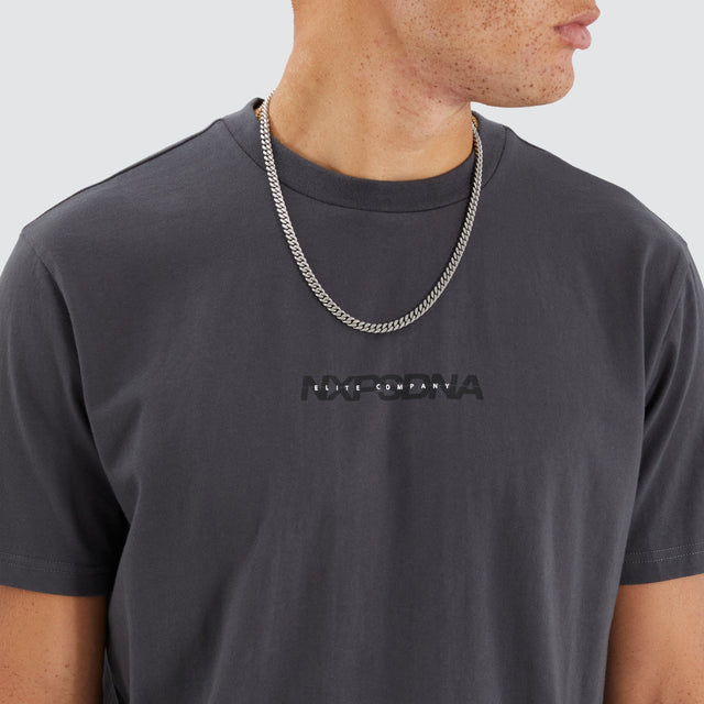 Nena and Pasadena Sine Dual Curved Tee Asphalt/Black