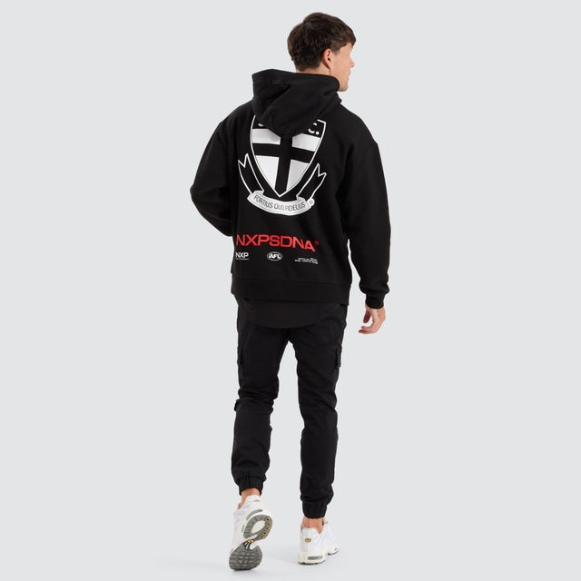 model wears St Kilda Saints AFL Relaxed Hoodie Jet Black Hoodies Black - image 5
