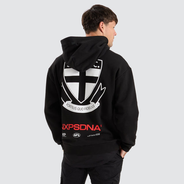model wears St Kilda Saints AFL Relaxed Hoodie Jet Black Hoodies Black - image 3