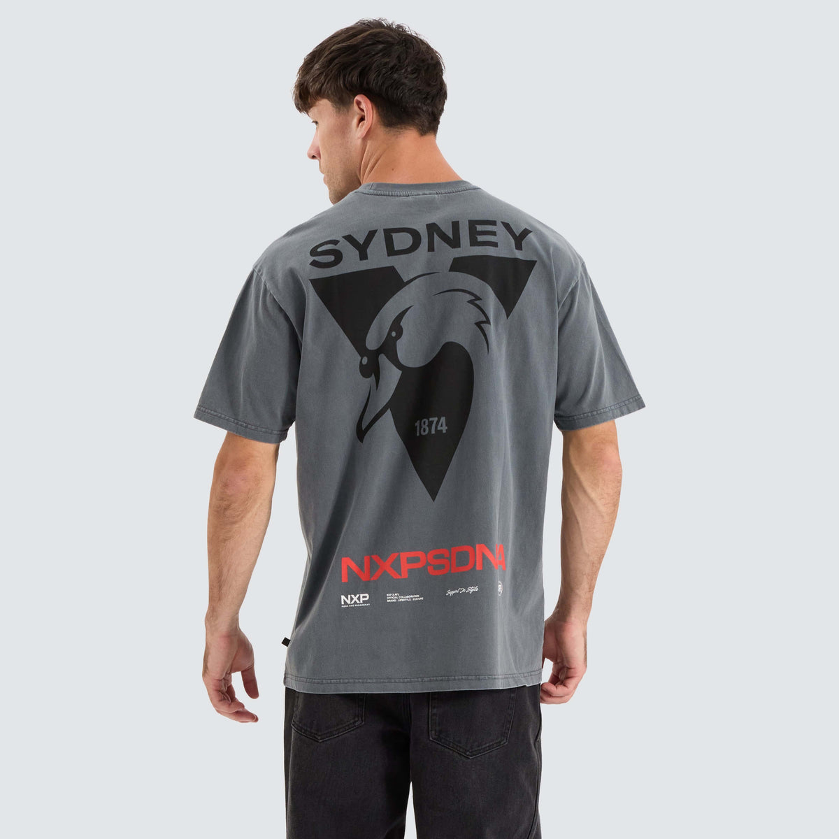 NXP Sydney Swans AFL Box Fit Tee in Pigment Charcoal Neverland