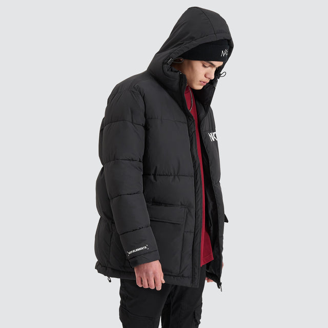 Nena and Pasadena Tectonics Puffer Jacket Jet Black