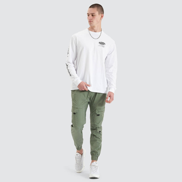 model wears Tensile Heavy Relaxed Longsleeve Tee Optical White Longsleeve T-Shirts White - image 6