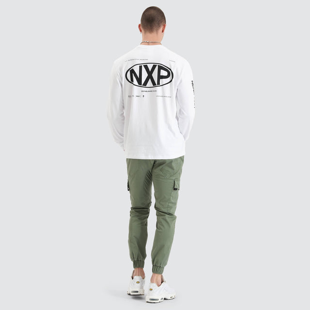 model wears Tensile Heavy Relaxed Longsleeve Tee Optical White Longsleeve T-Shirts White - image 7