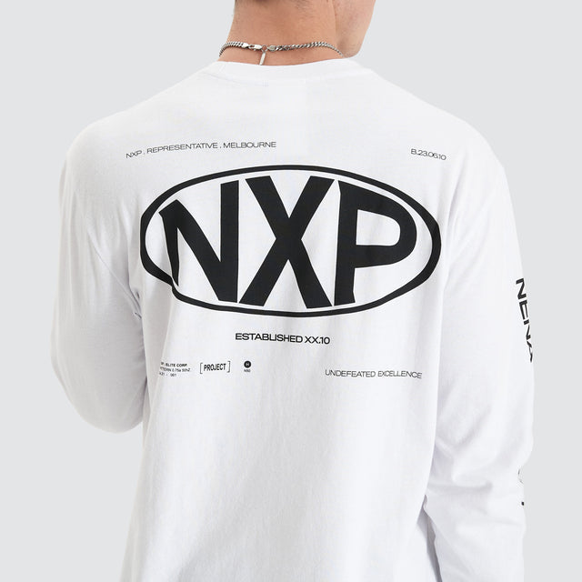 model wears Tensile Heavy Relaxed Longsleeve Tee Optical White Longsleeve T-Shirts White - image 5