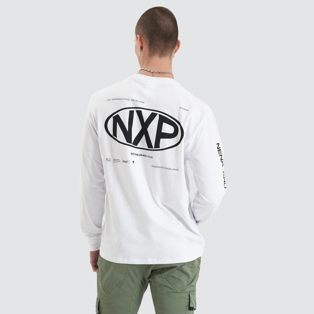 model wears Tensile Heavy Relaxed Longsleeve Tee Optical White Longsleeve T-Shirts White - image 1