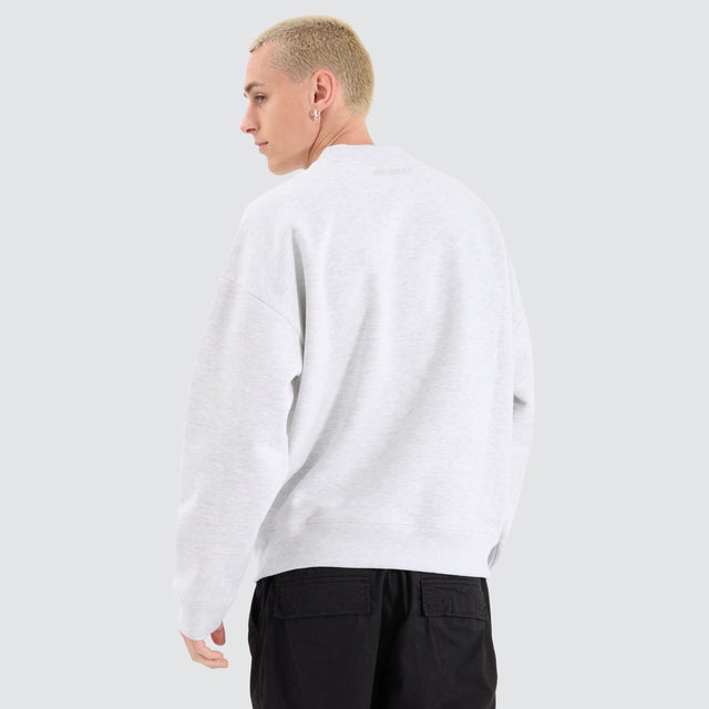 model wears Tulsa Box Fit Sweater Snow Marle Jumpers White - image 2