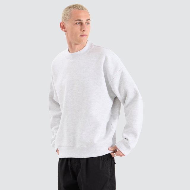 model wears Tulsa Box Fit Sweater Snow Marle Jumpers White - image 1