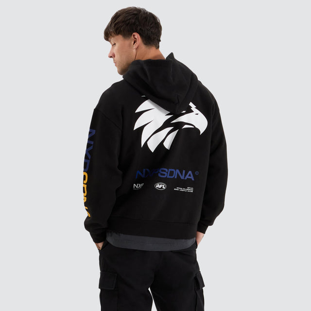 model wears West Coast Eagles AFL Relaxed Hoodie Jet Black Hoodies Black - image 1