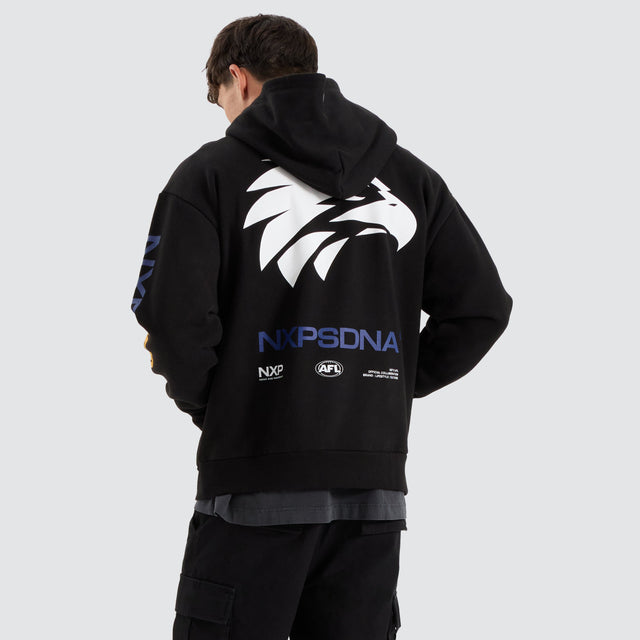 model wears West Coast Eagles AFL Relaxed Hoodie Jet Black Hoodies Black - image 5