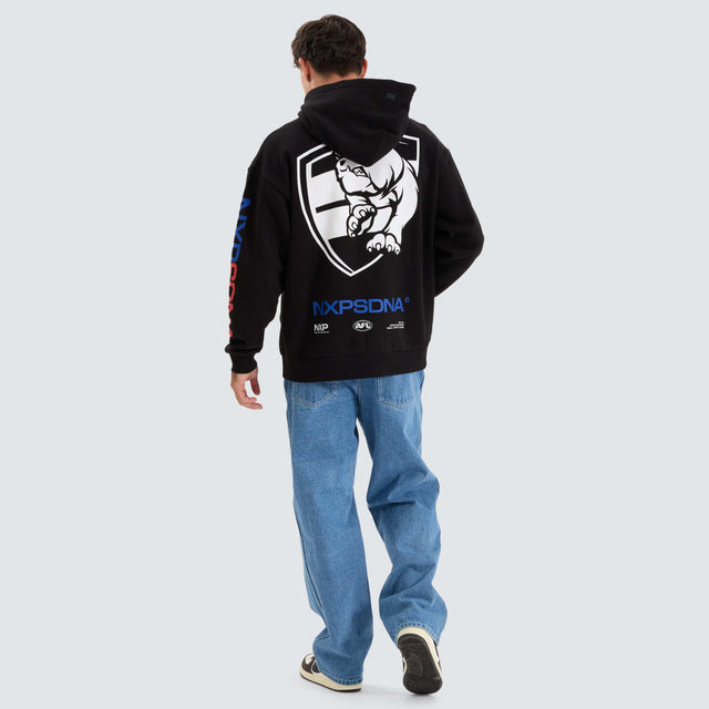 model wears Western Bulldogs AFL Relaxed Hoodie Jet Black Hoodies Black - image 3