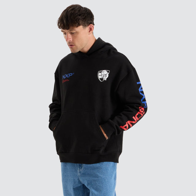 model wears Western Bulldogs AFL Relaxed Hoodie Jet Black Hoodies Black - image 5