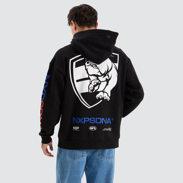 model wears Western Bulldogs AFL Relaxed Hoodie Jet Black Hoodies Black - image 4