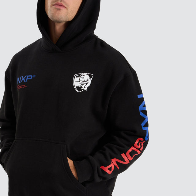 model wears Western Bulldogs AFL Relaxed Hoodie Jet Black Hoodies Black - image 2