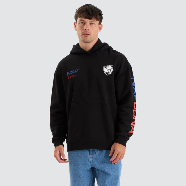 model wears Western Bulldogs AFL Relaxed Hoodie Jet Black Hoodies Black - image 1