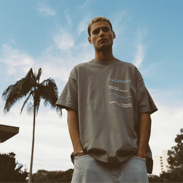 model wears Whiplash Raptor Tee Moon Mist T-Shirts Grey - image 2