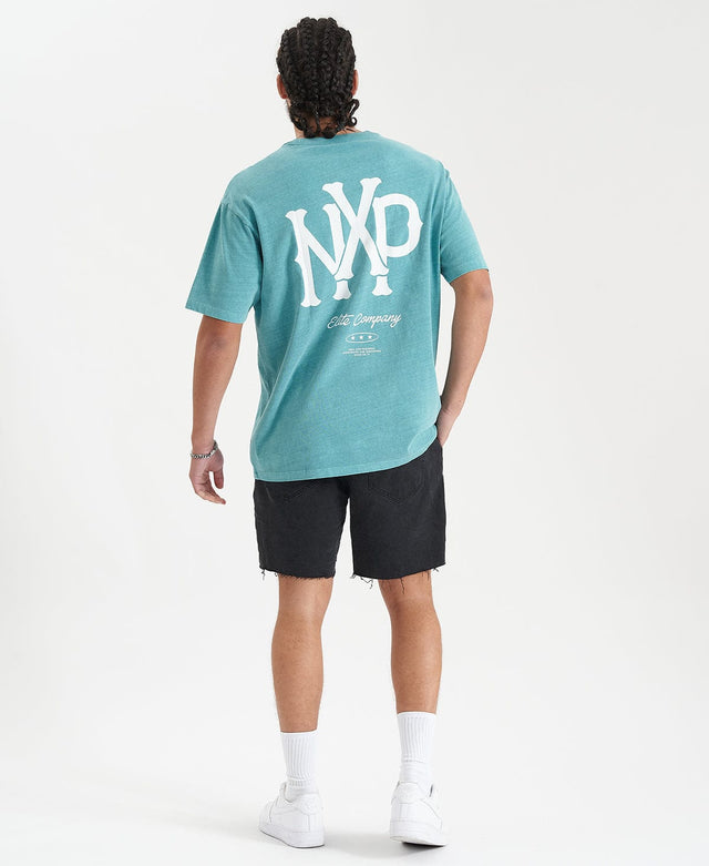 Nena & Pasadena Academy Heavy Box Fit Tee - Pigment Teal GREEN