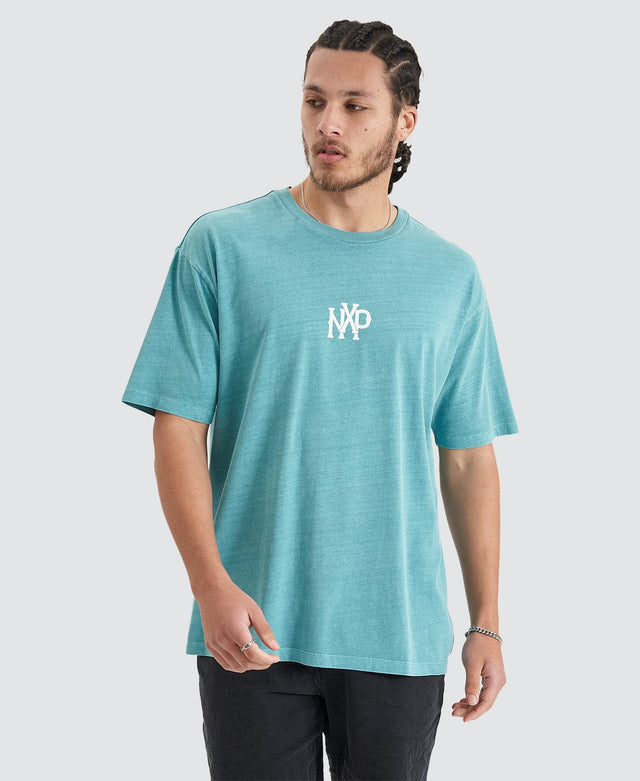 Nena & Pasadena Academy Heavy Box Fit Tee - Pigment Teal GREEN