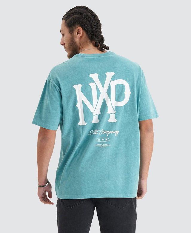 Nena & Pasadena Academy Heavy Box Fit Tee - Pigment Teal GREEN