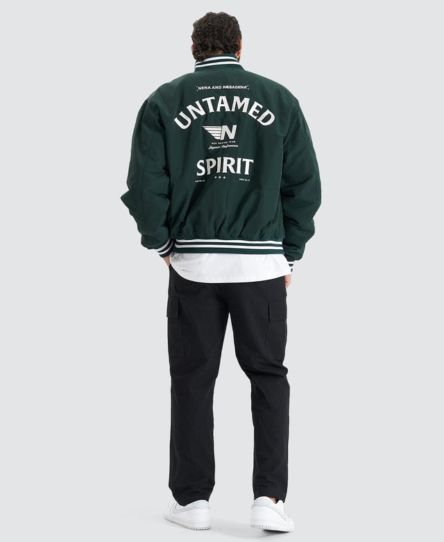 model wears Baseline Bomber Jacket Pine Grove Jackets Green - image 5