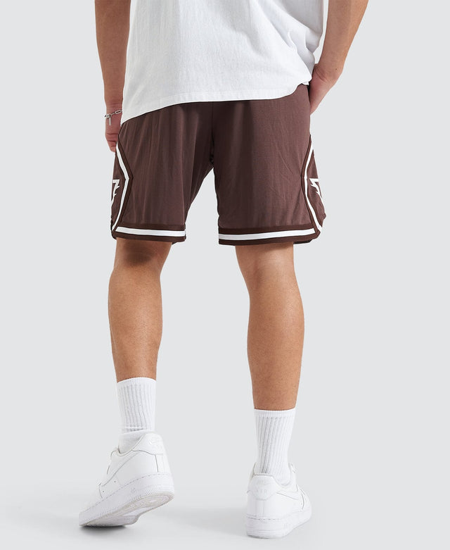 model wears Bishop Basketball Short Shaved Chocolate Shorts Brown - image 3