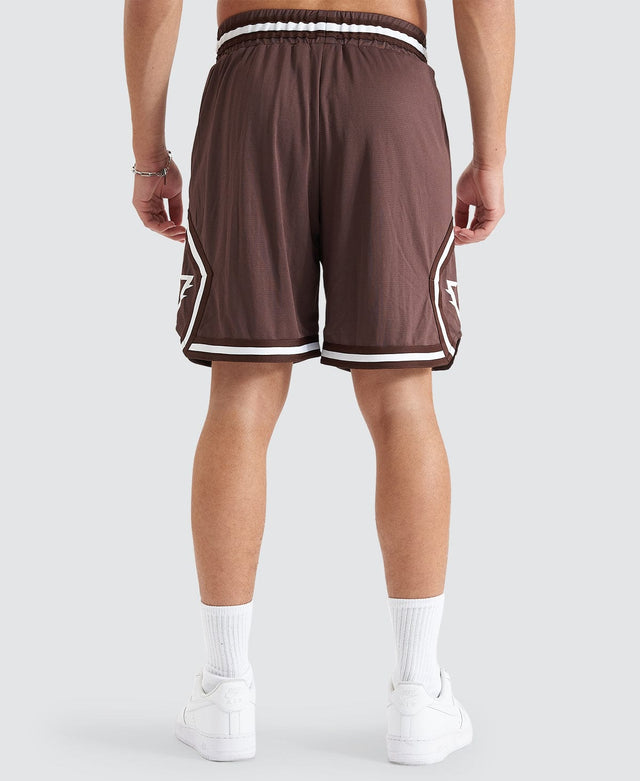 model wears Bishop Basketball Short Shaved Chocolate Shorts Brown - image 7