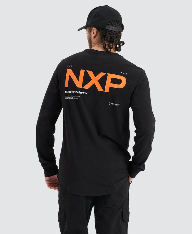 model wears Brevity Heavy Cape Back Longsleeve Tee Jet Black Longsleeve T-Shirts Black - image 1