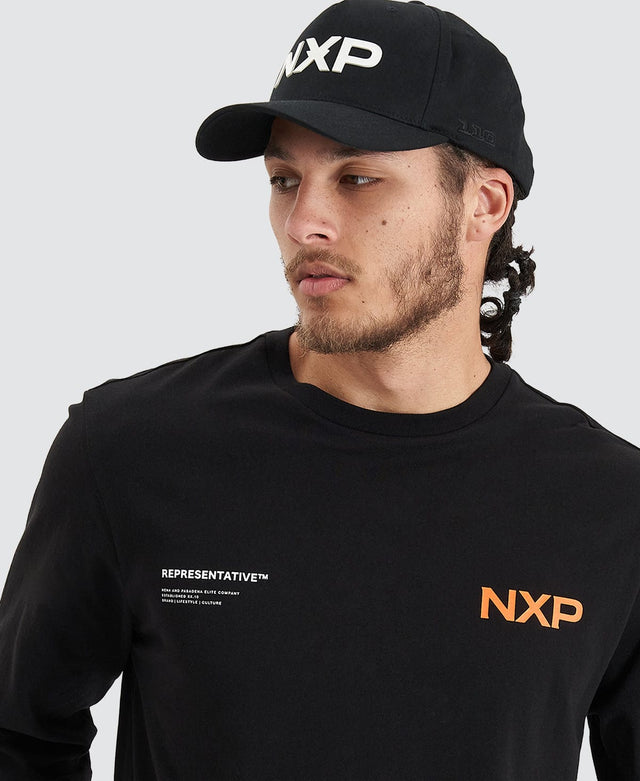 model wears Brevity Heavy Cape Back Longsleeve Tee Jet Black Longsleeve T-Shirts Black - image 3