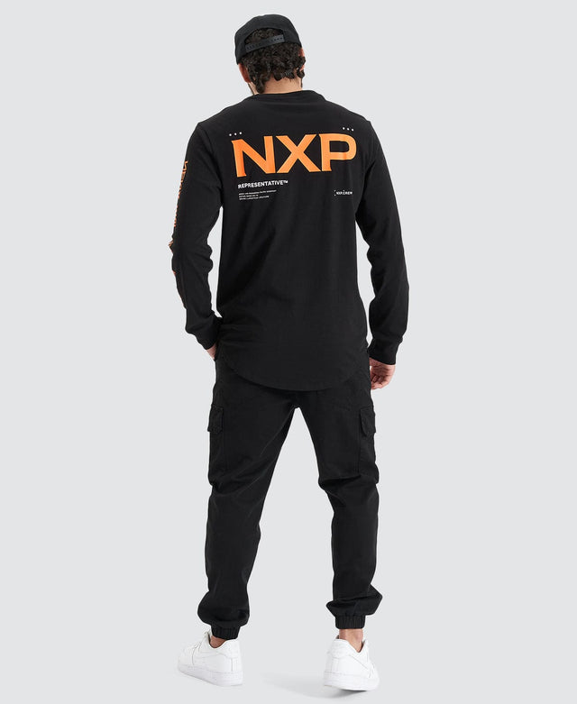 model wears Brevity Heavy Cape Back Longsleeve Tee Jet Black Longsleeve T-Shirts Black - image 4