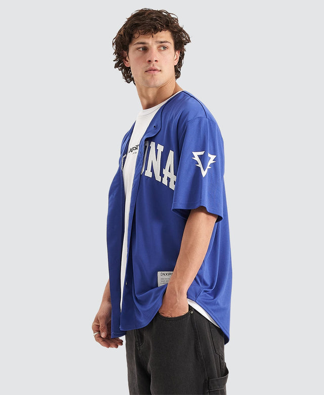 model wears Certified Baseball Shirt Blue T-Shirts Blue - image 4