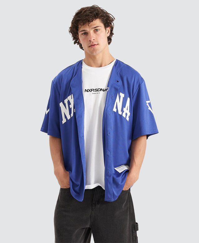 model wears Certified Baseball Shirt Blue T-Shirts Blue - image 1
