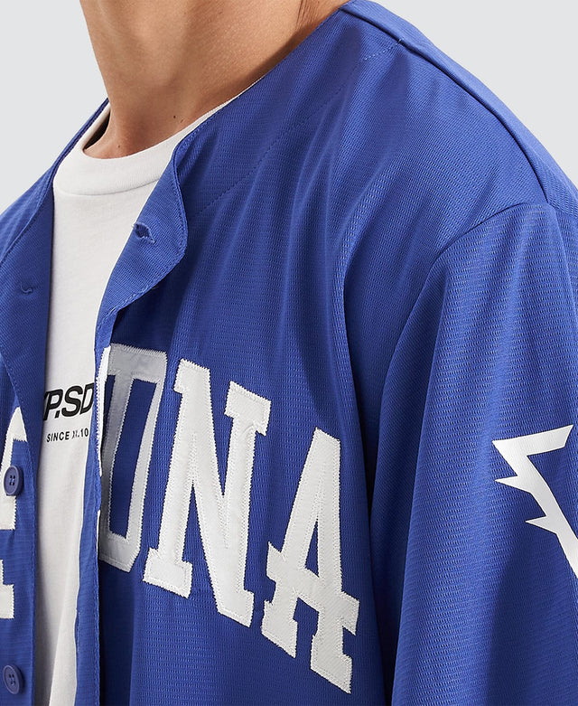 model wears Certified Baseball Shirt Blue T-Shirts Blue - image 8