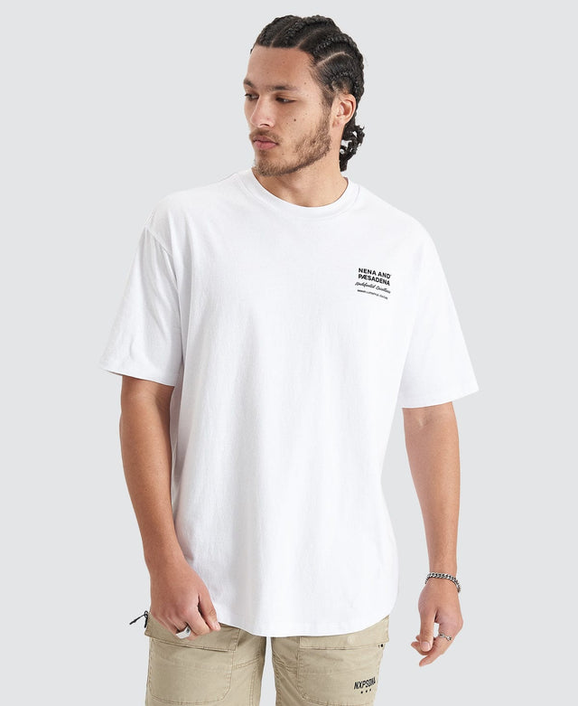 Nena & Pasadena Compound Heavy Box Fit Tee - Optical White WHITE