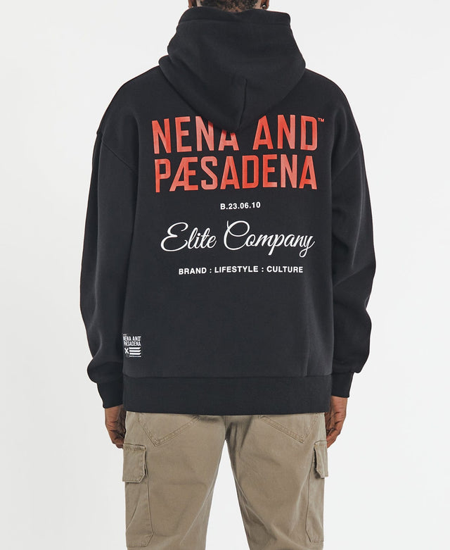 Nena & Pasadena Encryption Relaxed Hooded Sweater - Jet Black BLACK