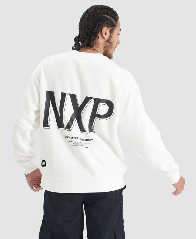 model wears Federation Heavy Relaxed Sweater Natural White Jumpers White - image 3