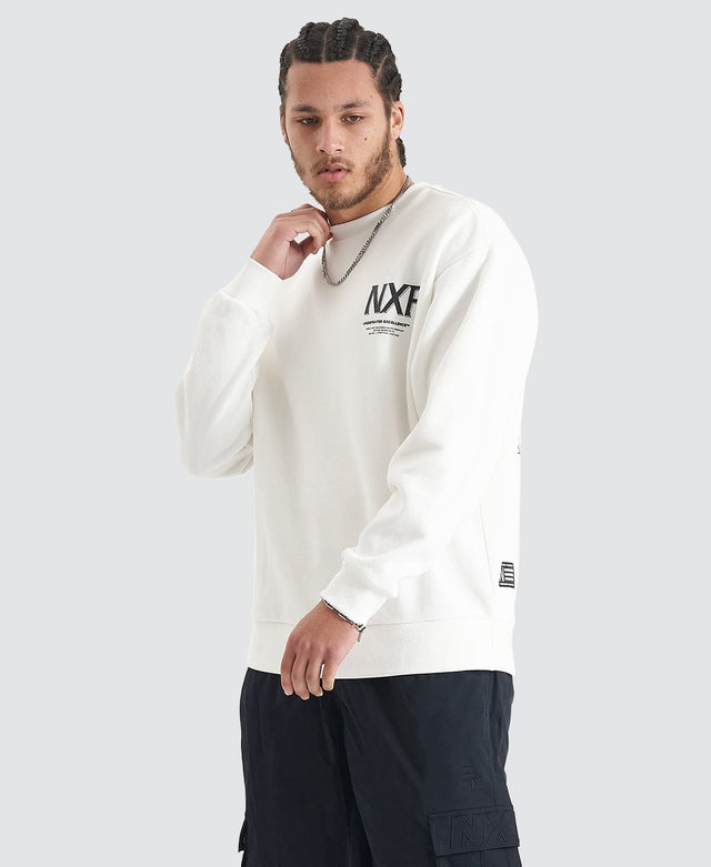 model wears Federation Heavy Relaxed Sweater Natural White Jumpers White - image 4