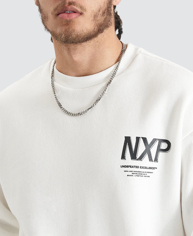 model wears Federation Heavy Relaxed Sweater Natural White Jumpers White - image 7