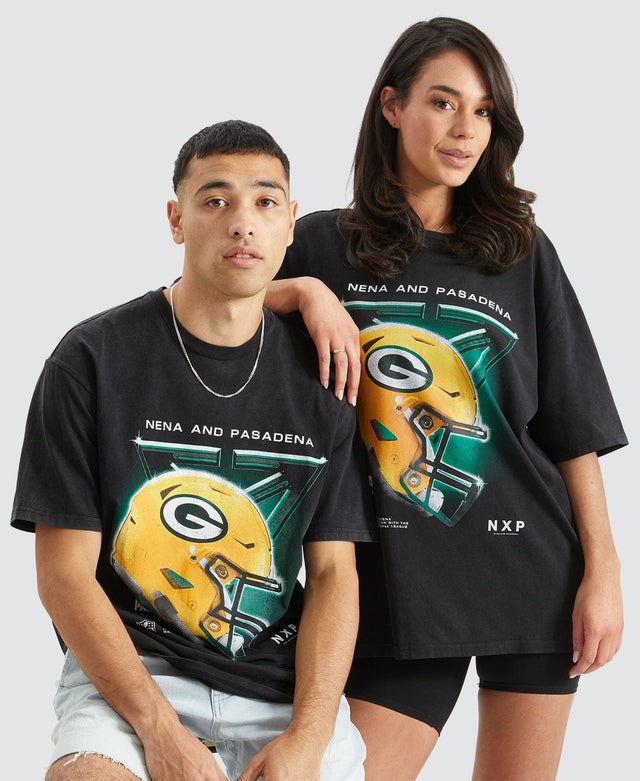 Nena & Pasadena Green Bay Box Fit Scoop T-Shirt Mineral Black