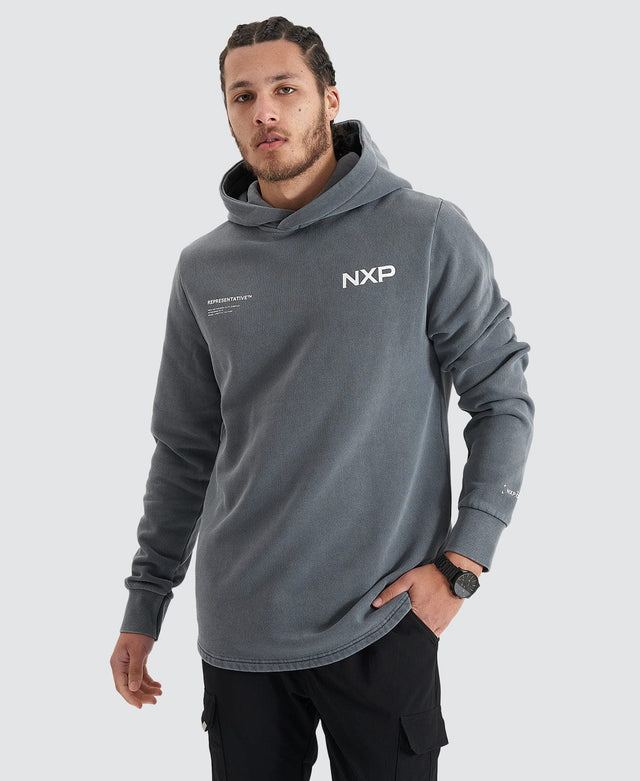 Nena & Pasadena Jump Start Hooded Dual Curved Sweater - Pigment Castlerock GREY