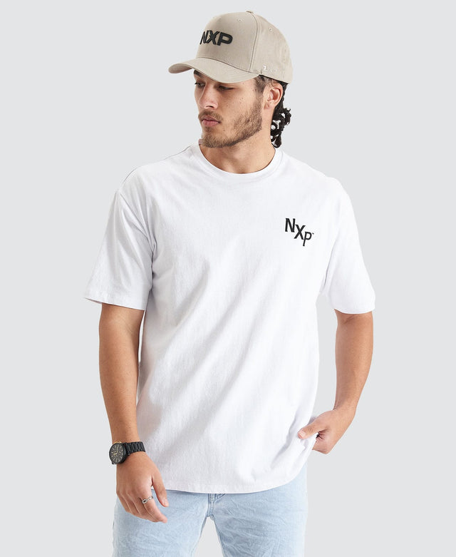 Nena & Pasadena Orbit Heavy Box Fit Tee - Optical White WHITE