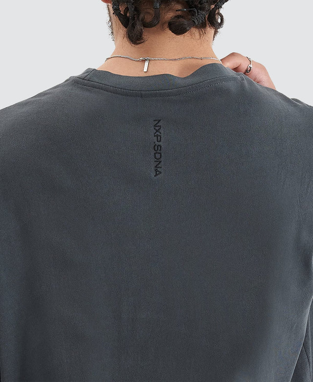 Nena & Pasadena Origin Story Heavy Oversized Tee - Pigment Asphalt GREY
