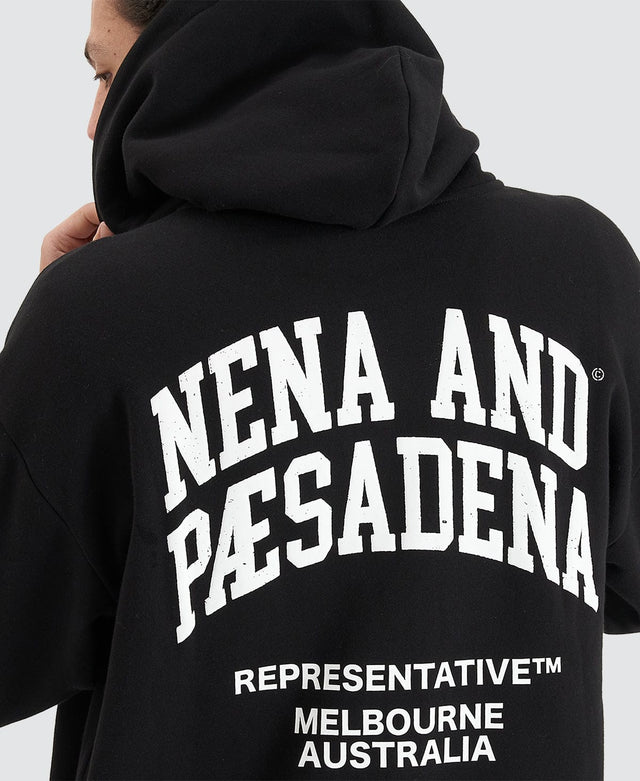 Nena & Pasadena Overtaking Relaxed Hooded Zip Sweater - Jet Black BLACK